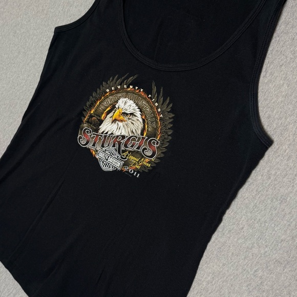 Harley Davidson Shirt Womens XL Black Sleeveless Motorcycle Biker Sturgis Y2K - Picture 2 of 8